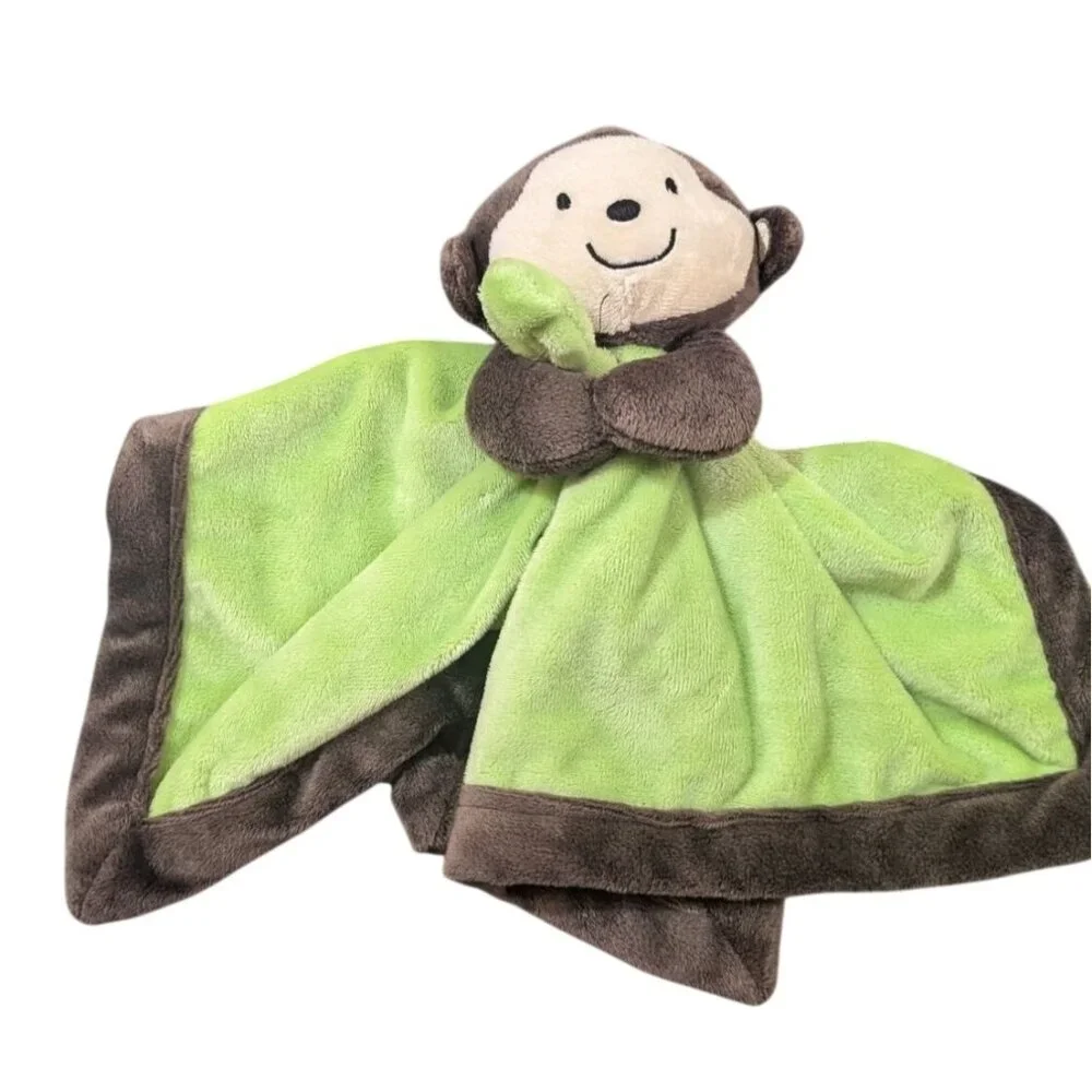 Carters Plush‎ Baby Security Blanket Monkey Green & Brown Soft Lovey